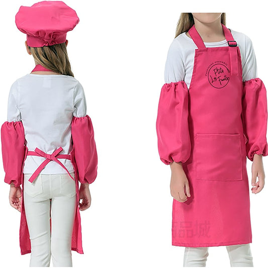 Ensemble tablier-toque-manches pour enfants - Rose