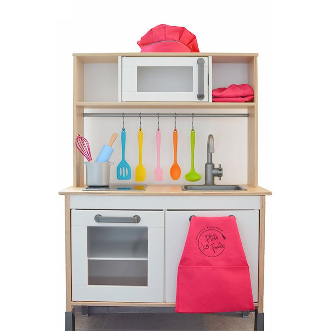 Set aus Schürze, Haube und Ärmeln für Kinder – Rosa